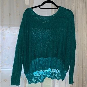 Blue Laced Bottom Boutique Sweater